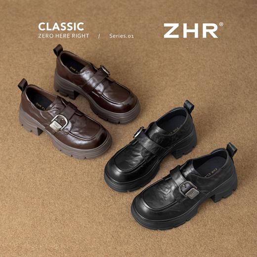 ZHR则则羊皮质感百搭乐福鞋女2026春季新款厚底增高单鞋透气皮鞋 商品图2