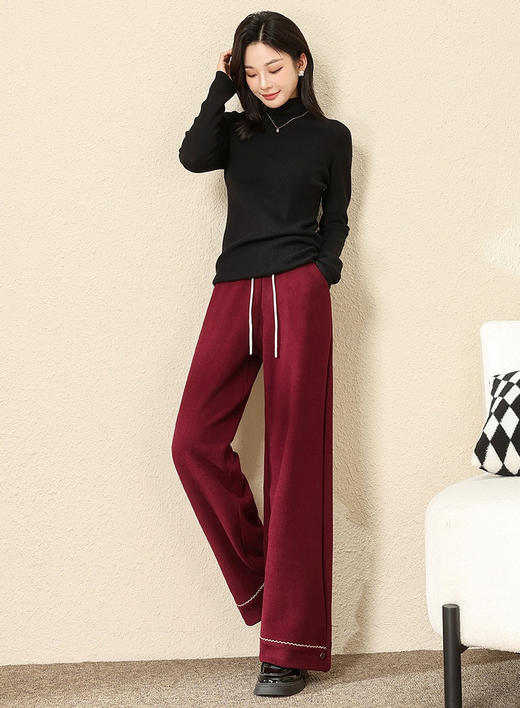 妈妈婆婆新年直筒加绒含一点羊毛蚕丝直筒裤 商品图7