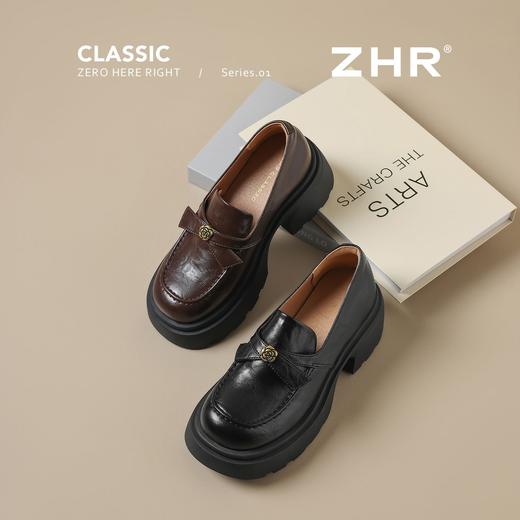ZHR山茶花蝴蝶结厚底乐福鞋2026新款百搭增高通勤英伦风小皮鞋女 商品图1