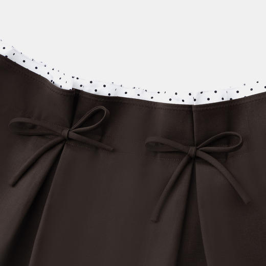 HERLIAN 2026年春季新品蝴蝶结抽褶设计短裙女棕调双褶A字半裙 商品图3