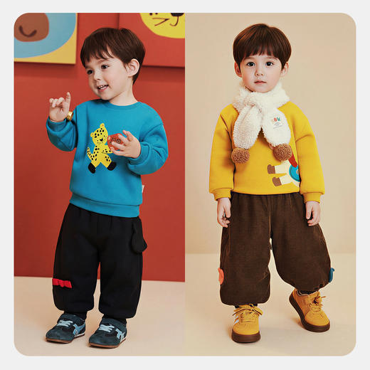 迷你巴拉巴拉男女童宝宝卫衣内里加绒萌趣2025冬新年不易变形上衣 商品图2
