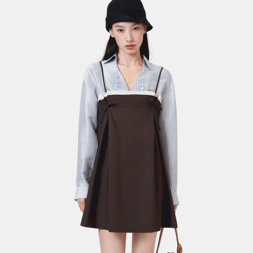 HERLIAN 2026年春季新品蝴蝶结抽褶设计吊带抹胸A字连衣裙 商品图2