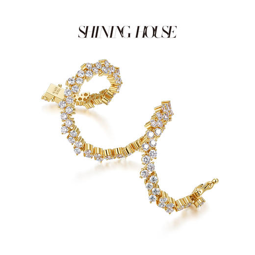 ShiningHouse[培育] 18k金钻石手链 圆钻形人工真钻人造钻石K金手链豪华钻石手链悦己送礼臻选【此商品不支持7天无理由退货退款】预计3日发货 商品图2