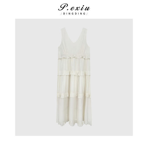 04-1潘依绣丁丁宠粉法式重工拼接V领无袖连衣裙Q6954 商品图0