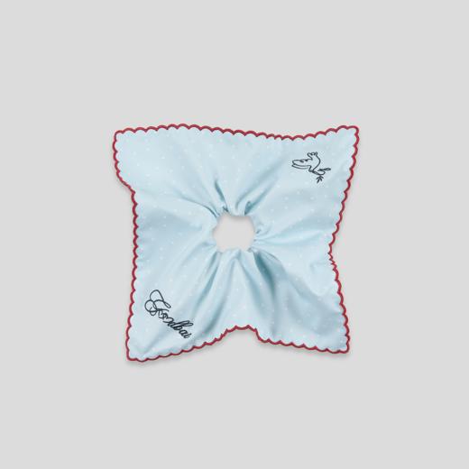 GOODBAI 新款花体刺绣logo撞色爱心波点方巾发圈女 商品图1