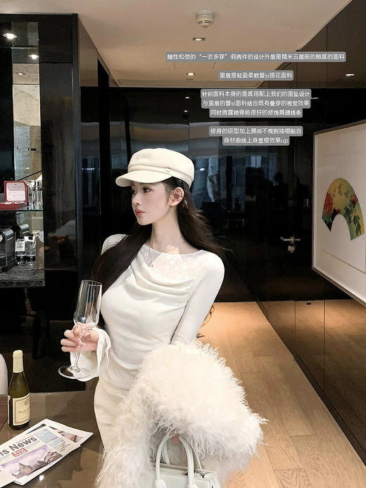 荡领假两件蕾丝针织衫-纪念日百货门店同款169445849 商品图1