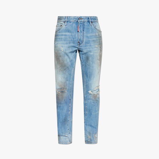 DSQUARED2 男士字母徽标贴片做旧牛仔裤 蓝色 S74LB1917 D30011 470 商品图0