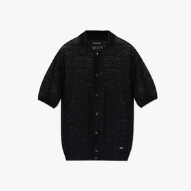 DSQUARED2 男士混纺亚麻短袖衬衫 黑色 S74HA1631 D13204 900