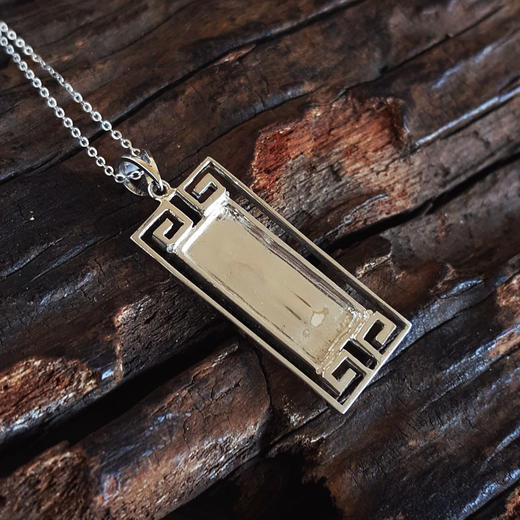 【天然正品】A货翡翠AU750白金镶福纹天然细腻细豆种满绿平安无事牌翡翠吊坠项链35.3*12.8*3.2MM（皆取最大值）181125AH39 商品图7