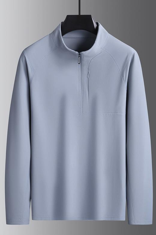 【DK】大依优型大码男装春秋半拉链立领长袖T恤速干简约休闲长袖上衣 商品图5