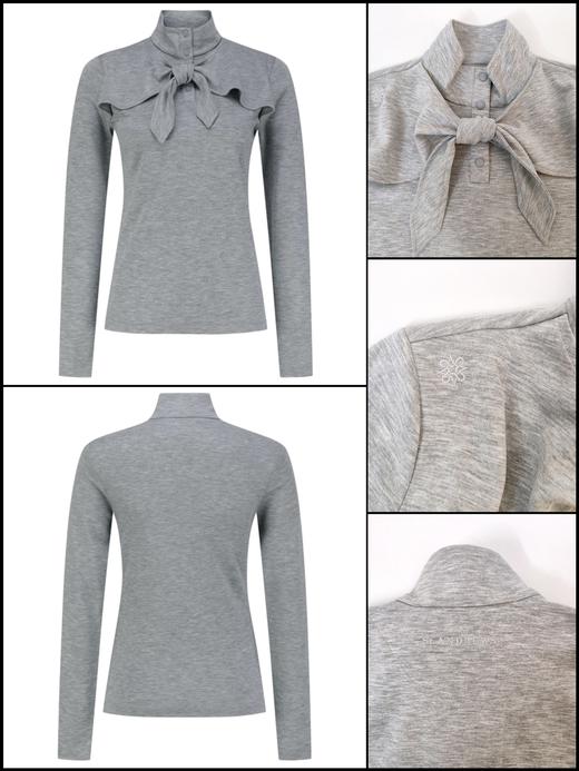 St家新款早春女士立领领结长袖上衣来啦！独家渠道，倾心推荐❗️面料全面升级，质感更糯，贴身舒适， 版型也更为休闲大气 ！平铺看下，可随意调节领结的系法，层次感是St家的招牌！ 商品图4