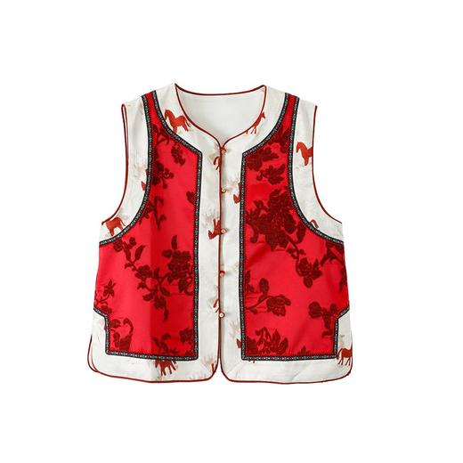 NANSONGSILK/NS新中式国风拼接刺绣提花复古马甲H49D54593Z南宋 商品图1