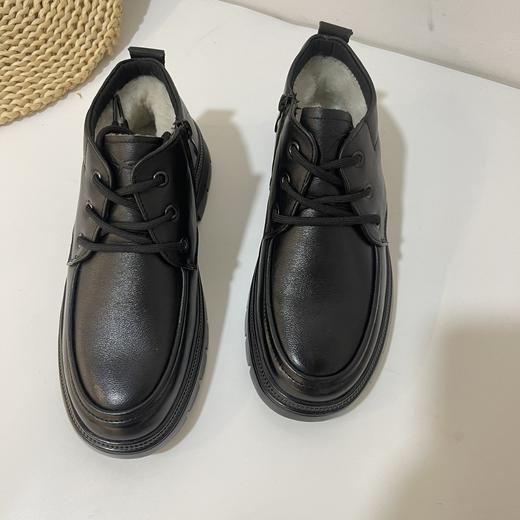 尾单货！2026头层牛皮羊毛冬季男士商务正装皮鞋休闲加绒保暖爸爸棉鞋！ 商品图0