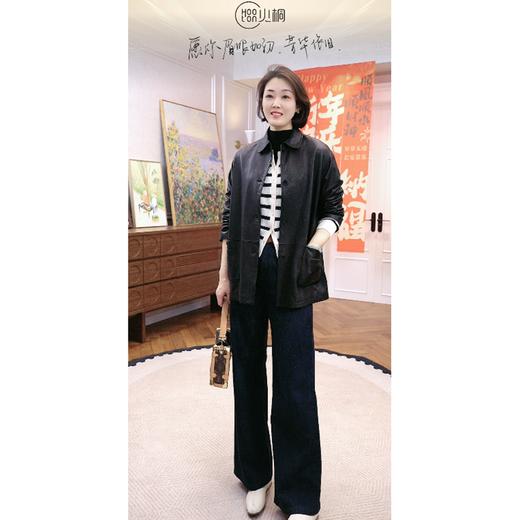 火桐hooton 2026春季新款银丝山羊绒圆领条纹长袖开衫 商品图2