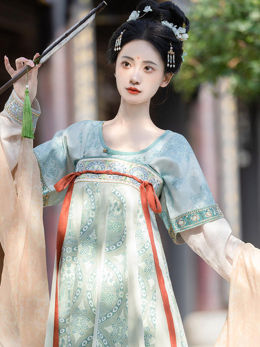 【重回汉唐三彩】正品原创齐胸襦裙套装披帛姐妹闺蜜装唐制汉服女 商品图3