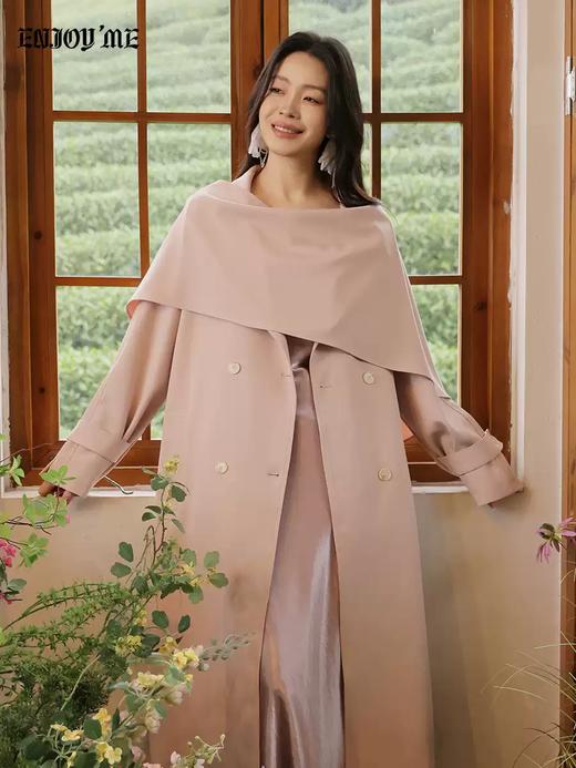 【门店同款】ENJOY春季“柔光芳序”披肩两穿长款风衣 169743272 商品图2