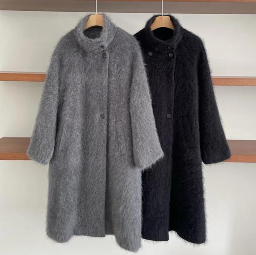 重磅！立领拉毛大衣  羊毛羊绒  中长款大衣  柔雾皮草感大衣 商品图0
