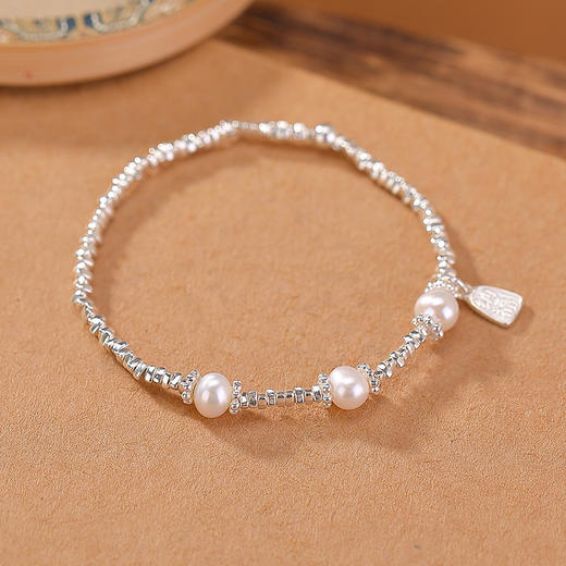 【云海微光】S925纯银珍珠碎银纳福手链【CW-SL11592】 商品图1