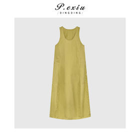 04-3潘依绣丁丁宠粉慵懒松弛极简风圆领无袖连衣裙Q1264