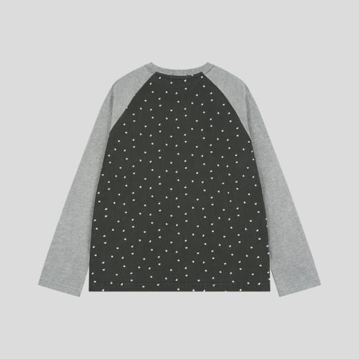 GOODBAI 春夏双鸽爱心撞色印花休闲宽松插肩袖长袖T恤女 商品图4