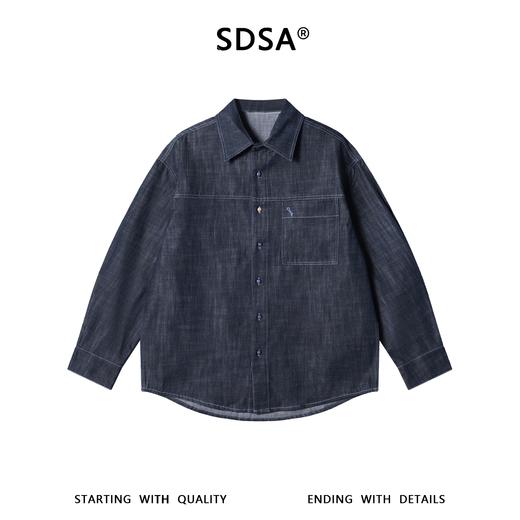 SDSA男士春夏新款痞帅男装潮牌复古百搭翻领牛仔衬衫时尚简约衬衣 商品图1