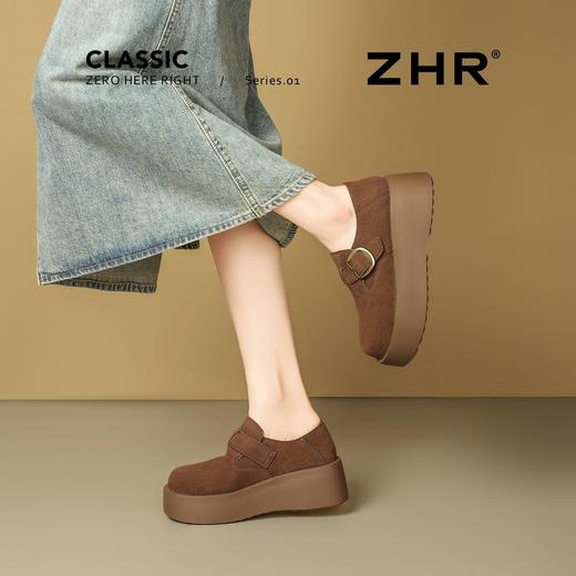 ZHR【增高6.5CM】勃肯鞋女2026春季绒面搭扣休闲鞋显瘦厚底乐福鞋 商品图8