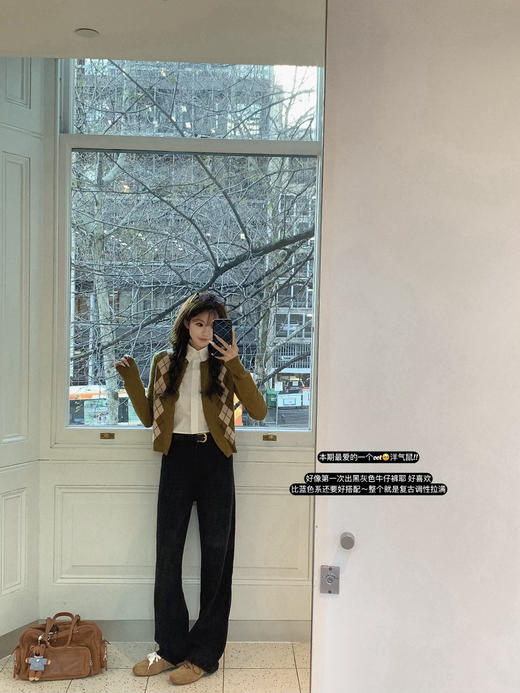 金蘑菇菇 少女时期 miu系格子系列 / 早秋知识分子 100wool开衫 商品图3