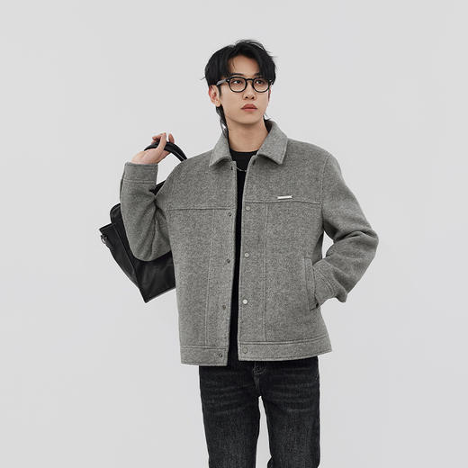 【新品上新】HX 春季翻领毛呢茄克衫Y105610004101 商品图2