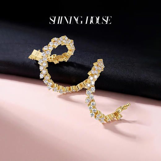ShiningHouse[培育] 18k金钻石手链 圆钻形人工真钻人造钻石K金手链豪华钻石手链悦己送礼臻选【此商品不支持7天无理由退货退款】预计3日发货 商品图4