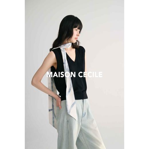 MAISON CECILE 独家定制图案/桑蚕丝双层印花多用途长款飘带/腰带 商品图2