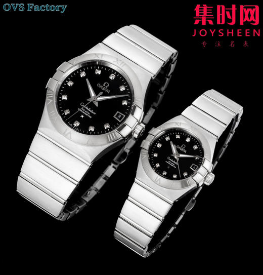 经典传承，卓越新生——欧米茄OVS星座情侣系列 情侣机械腕表 对版摆轮带砝码螺丝 双T黑摆轮 表盘尺寸：男款38mm 女款27mm 商品图2