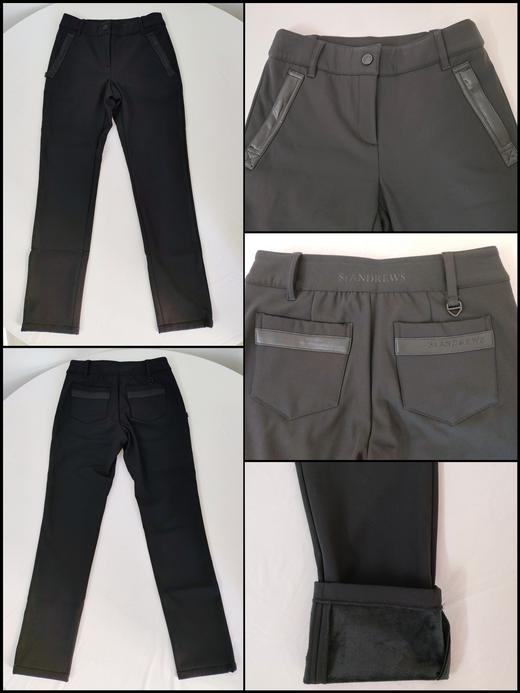 St家新款女士加绒长裤来啦！渠道高品质❗️秋冬专属! 既要美丽也要温度! 直筒设计，大热的卡其色和经典黑色，搭配皮料装饰，复古感十足! 两色皆宜，黑色更多一点帅气，卡其色更多一点温柔优雅！ 商品图4