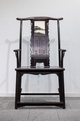 红桥红  家具严选  紫光檀（东非黑黄檀） 【云石四出头官帽椅】