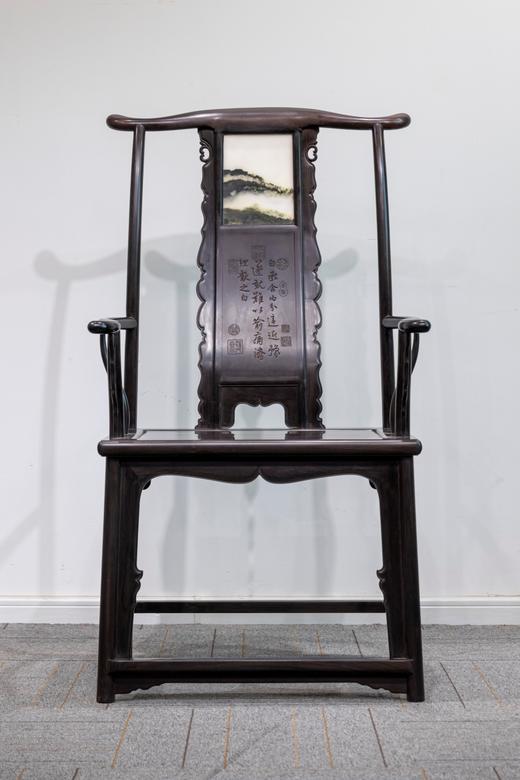 红桥红  家具严选  紫光檀（东非黑黄檀） 【云石四出头官帽椅】 商品图0