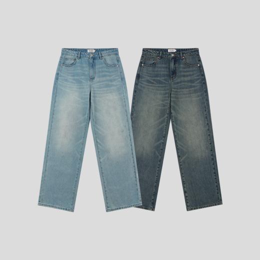 GOODBAI 新款刺绣水洗高腰宽松抽绳直筒牛仔裤长裤女 商品图1