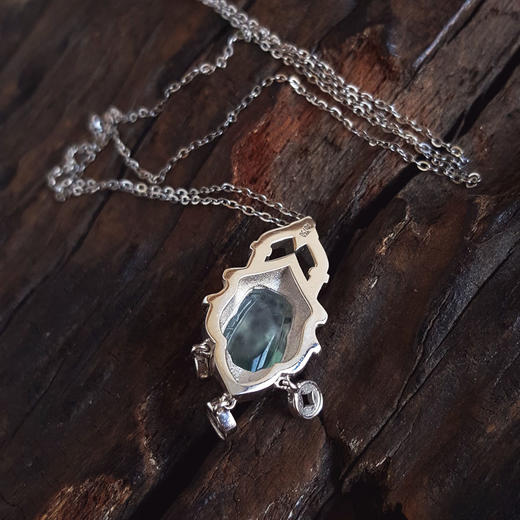 【天然正品】A货翡翠AU750白金镶钻镶天然细腻冰种飘蓝花貔貅纳财造型翡翠吊坠项链26.2*12.1*8.2MM（皆取最大值）190126NJS19 商品图7