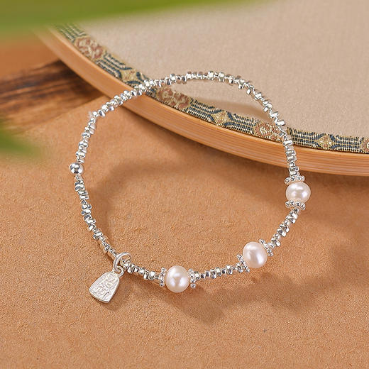 【云海微光】S925纯银珍珠碎银纳福手链【CW-SL11592】 商品图2