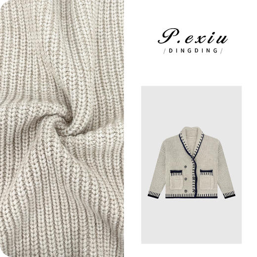 04-4潘依绣丁丁宠粉澳洲羊毛粗针复古慵懒风双排扣针织开衫 L2713 商品图1