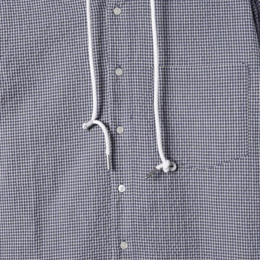 61066SDSA男士春夏新款痞帅男装美式格子纽扣抽绳连帽衬衫百搭宽松衬衣 商品图3