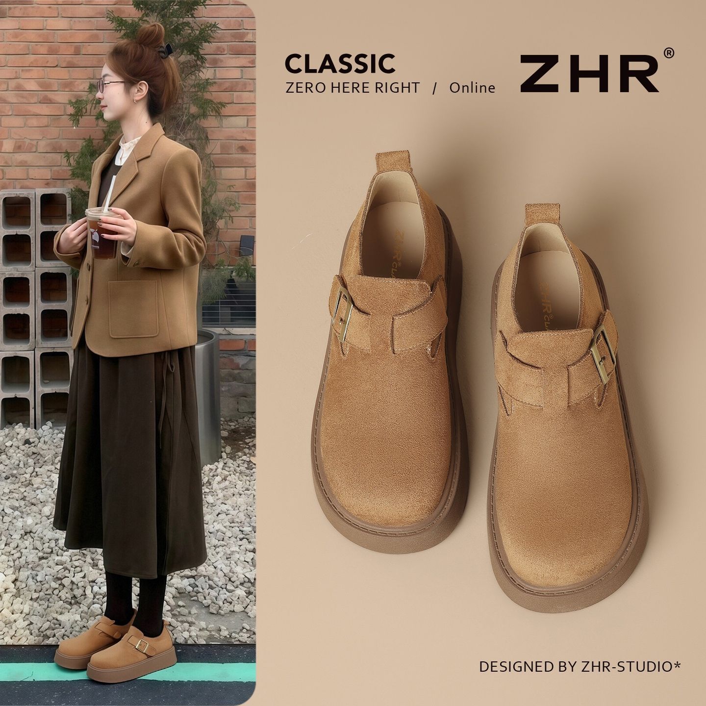 ZHR【增高4cm】厚底勃肯鞋复古经典2026春季新款小个子轻便软底女