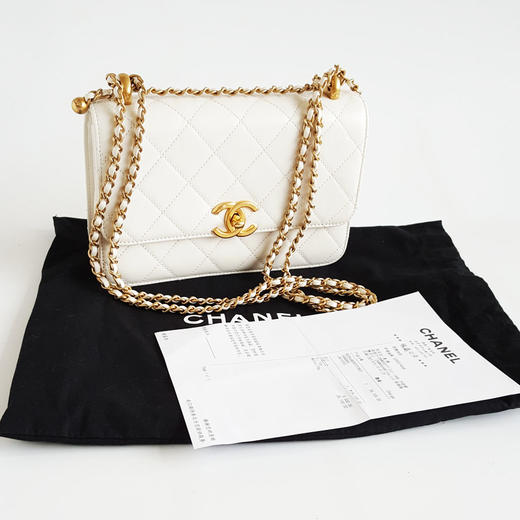 【95新】CHANEL香奈儿AS2649 B05973 10601 21A白色双金珠链条包单肩斜挎包女士260126NJS33 商品图1