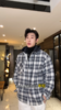 12702SDSA男士秋冬新款痞帅男装潮牌撞色格纹拼接连帽按扣长袖衬衫百搭 商品缩略图0