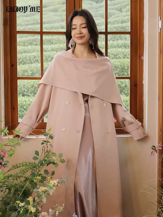 【门店同款】ENJOY春季“柔光芳序”披肩两穿长款风衣 169743272 商品图3