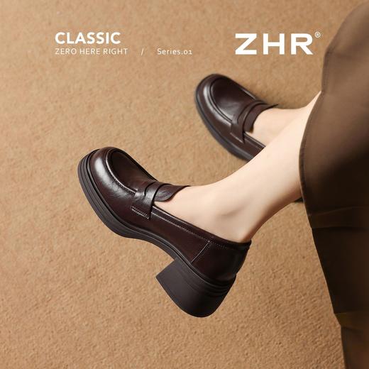 ZHR则则优雅复古厚底单鞋女2026新款增高6cm时髦手抓纹粗跟乐福鞋 商品图8