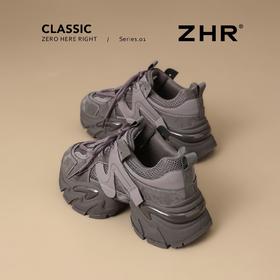 ZHR则则厚底老爹鞋女2026春季新款小个子增高紫色户外运动休闲鞋