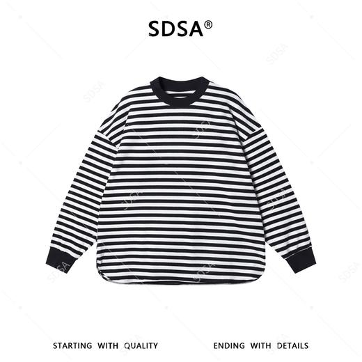 38989SDSA男士春夏新款痞帅男装韩版潮牌撞色条纹圆领长袖T恤百搭宽松 商品图1