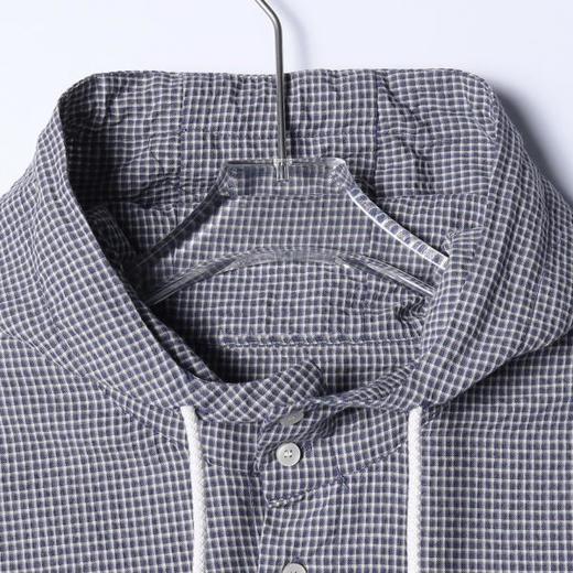 61066SDSA男士春夏新款痞帅男装美式格子纽扣抽绳连帽衬衫百搭宽松衬衣 商品图2