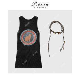 04-1潘依绣丁丁宠粉100棉减龄款卡通带花绳无袖连衣裙 Q98651