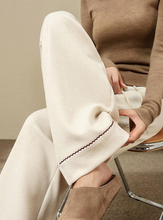 妈妈婆婆新年直筒加绒含一点羊毛蚕丝直筒裤 商品图3