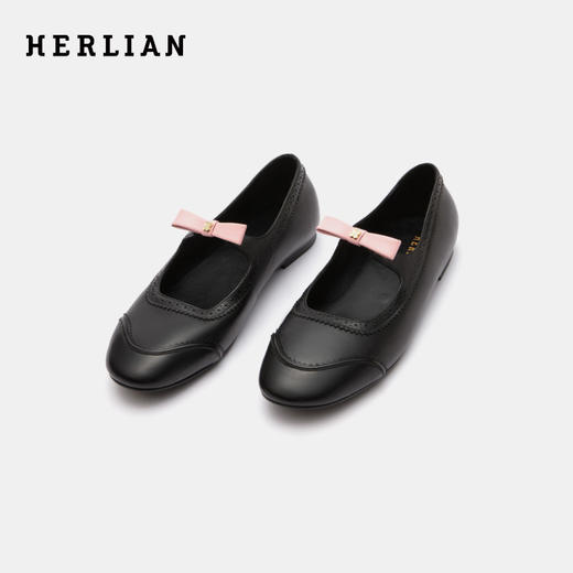 HERLIAN 2026春季新品蝴蝶结芭蕾舞鞋玛丽珍浅口小皮鞋 商品图0
